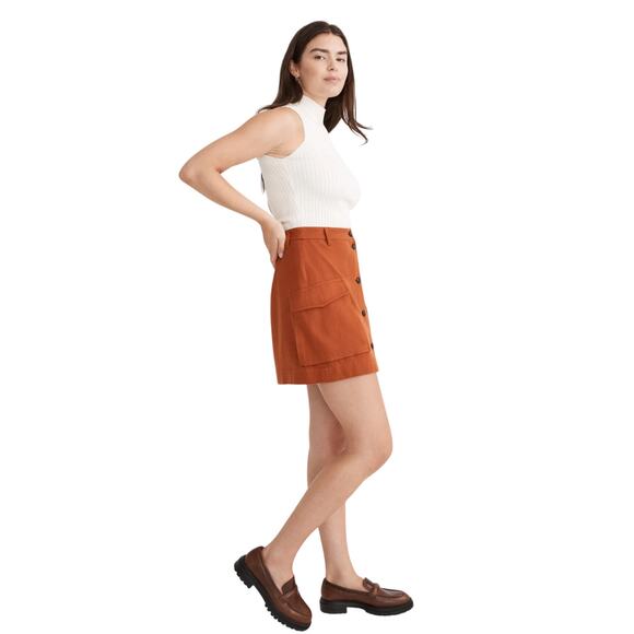 Madewell Curvy Drapey Moleskin Cargo Mini Skirt Rust Orange Women’s 8 - Picture 9 of 10